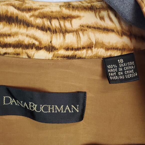 Dana Buchman Silk Cheetah Blouse 18 Button Front Sweetheart Animal Print 80's - Picture 5 of 10